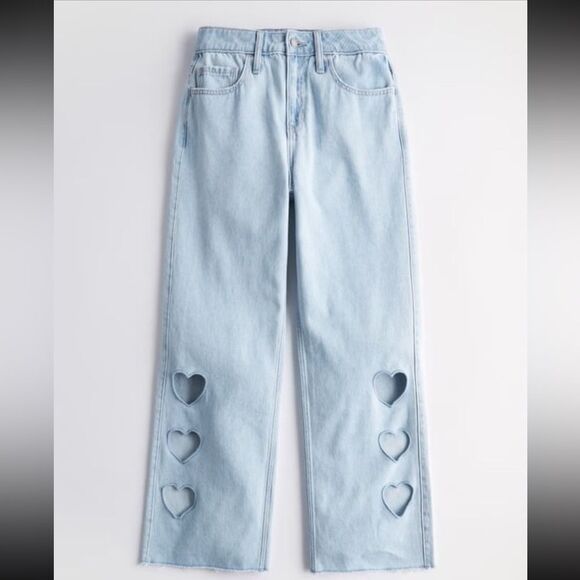 Hollister Denim - Hollister high rise vintage heart legs baggy jeans